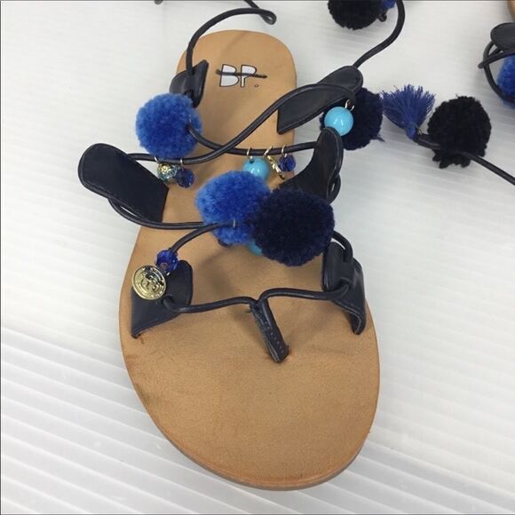 BP. Laney Pompom Lace-Up Sandal (A11) - Picture 2 of 8